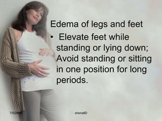 Flatulence Maintain daily bowel movement; avoid gas-forming foodsHeartburn Avoid fatty, fried and highly spiced foods; small frequent feedings; 7/4/2010shenellD