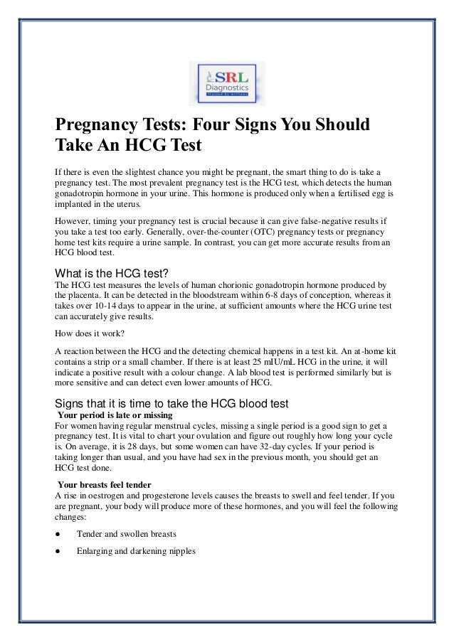 Pregnancy Tests Four Signs You Should Take An HCG Test pdf