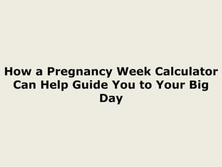 How a Pregnancy Week Calculator Can Help Guide You to Your Big Day 