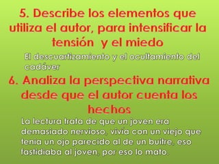 Preguntas  de Comprensión Obra "El Corazón Delator".