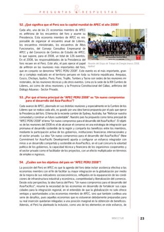 PREGUNTAS SOBRE EL APEC - PERÚ 2008