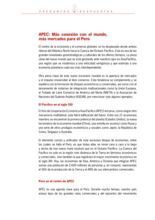 PREGUNTAS SOBRE EL APEC - PERÚ 2008