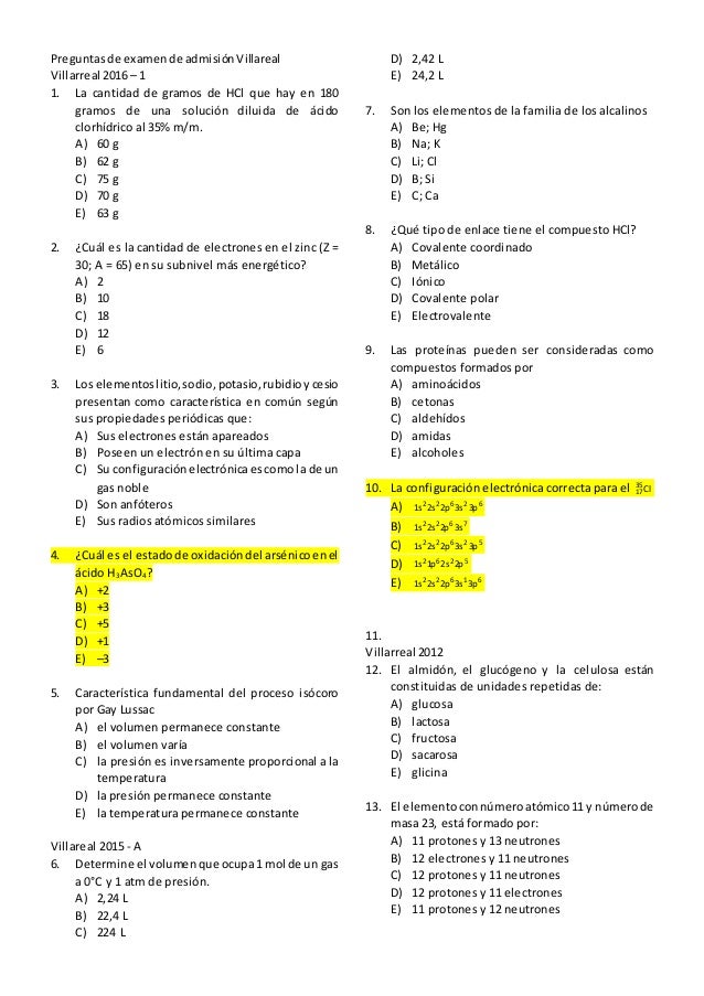 Guia Para Examen De Admision A Secundaria Gratis Preguntas de examen de admisión villareal