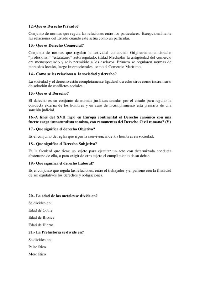 Preguntas De Historia Del Derecho Cuestionario