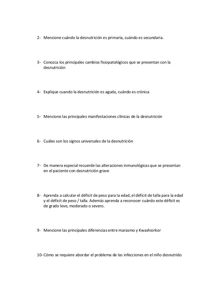 Preguntas sobre la desnutricion infantil Preguntas sobre la desnutricion infantil