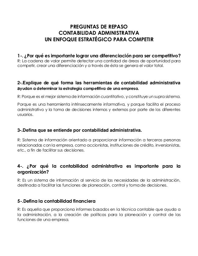 preguntas importantes con respuesta preguntas de repaso contabilidad administrativa un preguntas importantes con respuesta preguntas de repaso contabilidad administrativa un