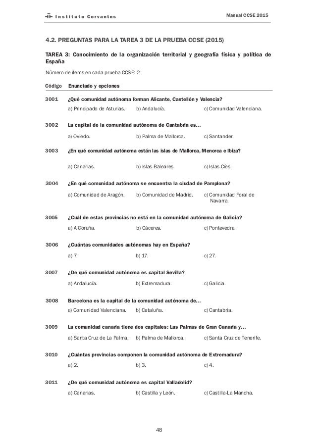 Preguntas Y Respuestas Examen De Nacionalidad Espanola