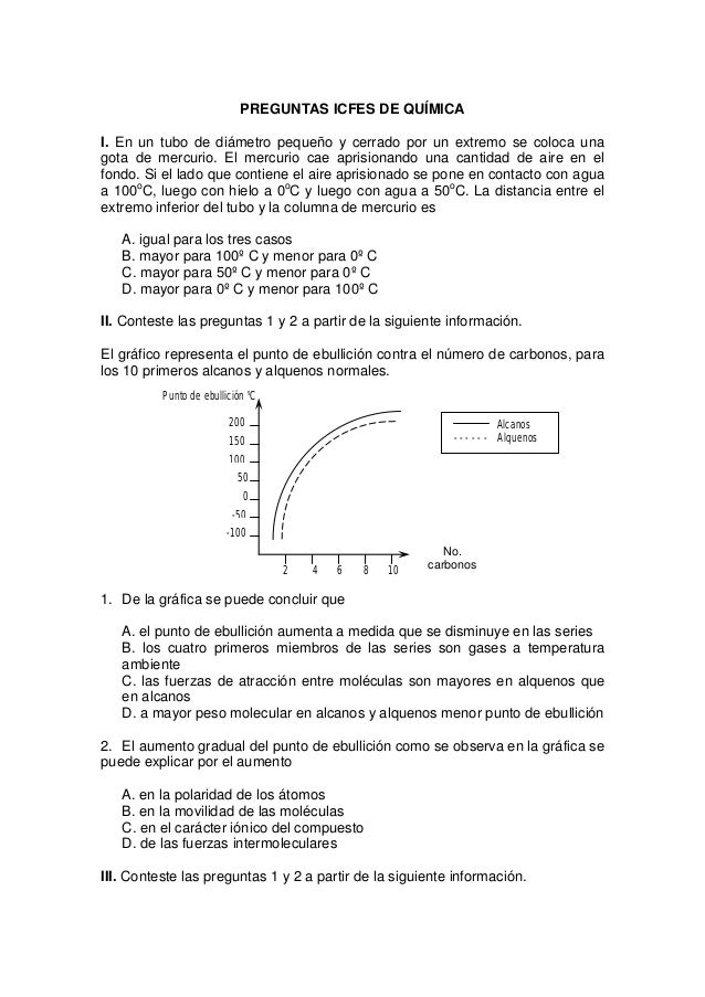 Preguntasicfesdequmica