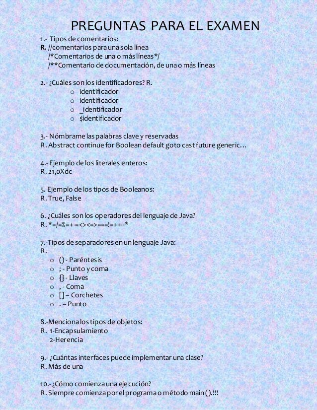 preguntas de examen de java preguntas sobre la introducci 211 n al lenguaje java preguntas de examen de java preguntas sobre la introducci 211 n al lenguaje java