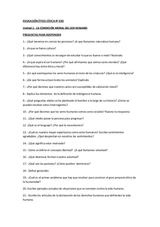 Preguntas u1 etica