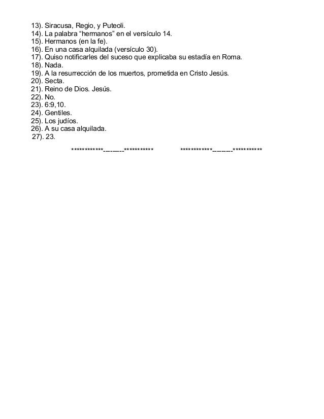 Preguntas Y Respuestas Del Libro De Los Hechos