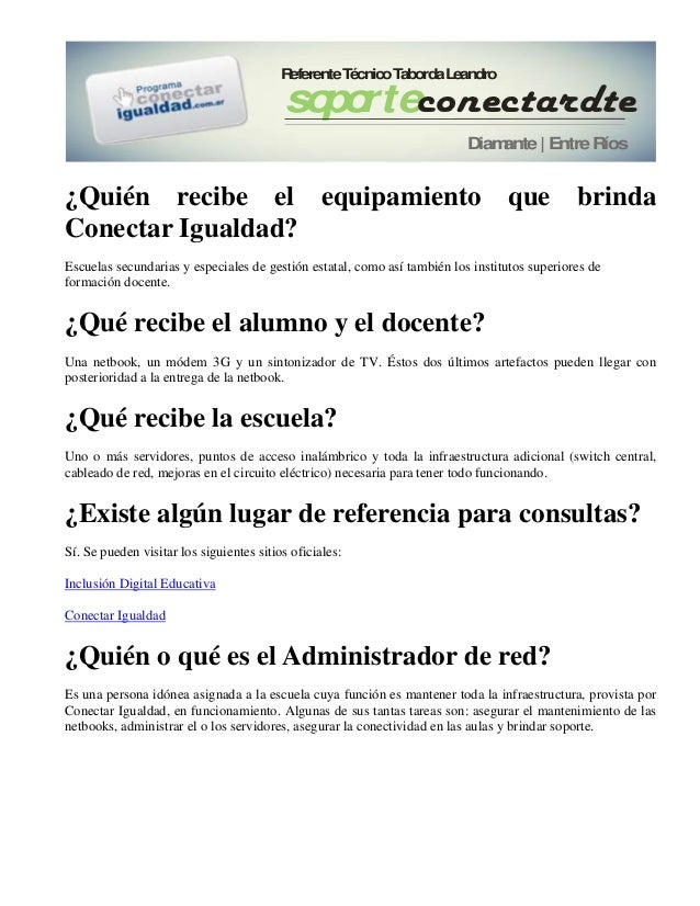 Preguntas y respuestas sobre conectar igualdad