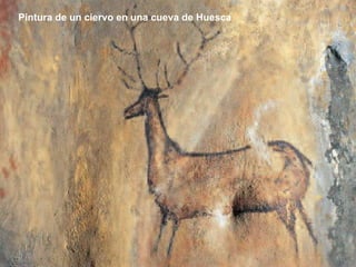 Pintura de un ciervo en una cueva de Huesca 