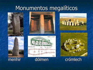 Monumentos megalíticos menhir  dólmen  crómlech 