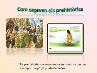 Els prehistòrics caçaven amb alguns estris com per
exemple :l’arpó ,la punta de fletxa…
 