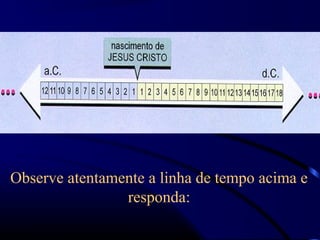 Observe atentamente a linha de tempo acima e
responda:
 
