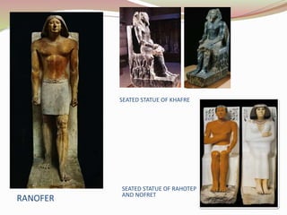RANOFER
SEATED STATUE OF KHAFRE
SEATED STATUE OF RAHOTEP
AND NOFRET
 