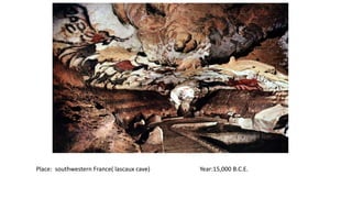 Place: southwestern France( lascaux cave) Year:15,000 B.C.E.
 