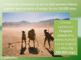 L'home de Cromanyó va ser un dels primers Homo
sapiens que va viure a Europa, fa uns 50.000 anys.
El crani de l’homo
sapie...