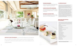 EIGENER WEINANBAU
Der „Urscheler“, ein Vernatsch-Blauburgunder Cuvée,
gedeiht am Sonnenberg hinter dem Preidlhof und
rundet das 7-Gänge-Dinner genussvoll ab.

EIGENE SPEZIALITÄTEN-BRENNEREI
Der „Vinschgauer Marilleler“, der Jonagold-Apfel und
der Barrique Treber werden von Herrn Ladurner
senior nach alter Tradition gebrannt – aus eigenen
Rohprodukten.

WAHRHAFT AUSGEZEICHNET
Die Preidlhof-Küche wurde im „Schlemmer Atlas“
2014 mit 2 ½ Kochlöffeln bewertet und von Gault &
Millau 2014 mit 14 Punkten ausgezeichnet.

¾-VERWÖHNPENSION
•	 30 Meter Schlemmer-Frühstücksbuffet mit tägl. Sekt,
Bioprodukten, Vitalecke, Teevielfalt, Vitaminbar
•	 Täglich wechselnde Themenfrühstücke: süßer Morgen,
mediterranes Frühstück, Kaiserfrühstück, SonntagsBrunch
•	 Täglich Vitalbuffet am Nachmittag von 14:00 - 17:00 Uhr:
	 Showcooking mit frischen Nudelgerichten, leichten
Suppen, Snacks, italienischen Antipasti, Salaten, hausgemachten Kuchen, Torten, Kaffee, Tee, Säften, Obst
•	 Abends 7-Gänge-Gourmetdinner à la carte. Sie wählen
abends à la carte aus unserer Restaurantkarte und
gestalten Ihr 7-Gänge-Gourmetdinner nach Ihrer Wahl
•	 Zusätzlich abends täglich Vital- oder Wellnessmenüs
•	 Jede Woche Dessertbuffet, italienische Spezialitäten und
tolle, kulinarische Themenabende

Highlights und Vorteile
für Gourmets

Kulinarik
Liebe geht durch den Magen und in die Küche des Preidlhofs haben sich alle verliebt, die
einmal von ihr gekostet haben. Mediterrane Raffinesse, gezaubert aus köstlichen Produkten der Region –

•	 Frühstücksbuffet auf der mediterranen Panoramaterrasse
•	 Exklusives Romantik-Dinner am Pool, auf dem Panorama	 dach, in der Vinothek oder auf der mediterranen Terrasse
(Aufpreis)
•	 Barbecue auf unserem Berghof
•	 Pralinenbuffet
•	 Uriges Törggelefest
•	 Gourmetmenü „Tausendundeine Nacht“
•	 Knödelparade
•	 Schwammerl- und Pilzgenüsse
•	 Antipasti italiani
•	 Apfel-Dinner
•	 Eisbombenparade
•	 Süße Kastanienvielfalt
•	 Crêpes „all‘italiana“
•	 Piadine & Focaccia
•	 Langschläferfrühstück
•	 Verschiedene Themenfrühstücke
•	 Mediterraner Kräutergarten
•	 Pasta & Risotti
•	 Olivenöle Italiens
•	 Salze dieser Welt

da schlägt jedes Gourmetherz höher! Genießen Sie täglich à la carte in unserem Hotel-Restaurant unser
Siehe auch Gourmetwochen Seite 41
7-Gänge-Gourmetmenü.
16

17

 