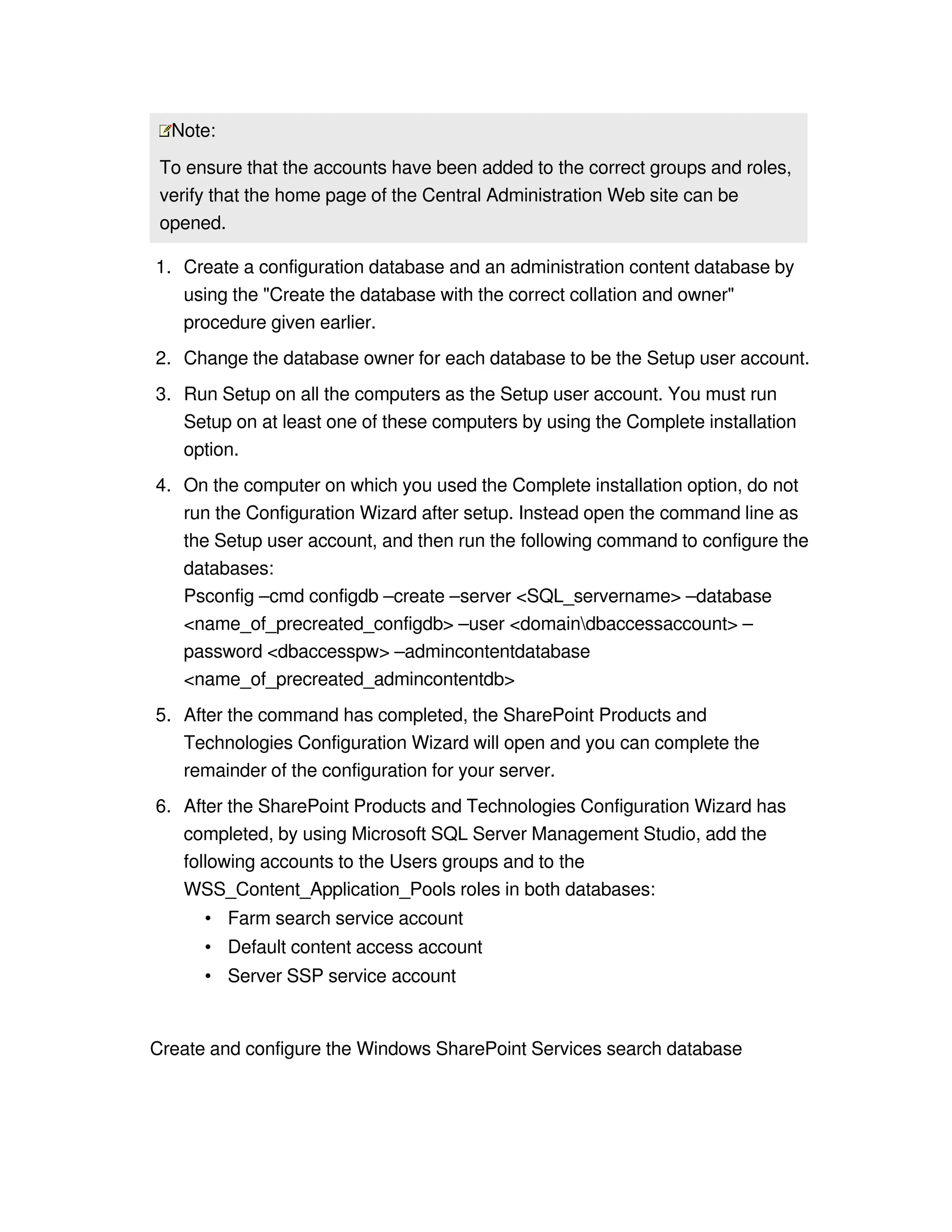 Pre Install Databases