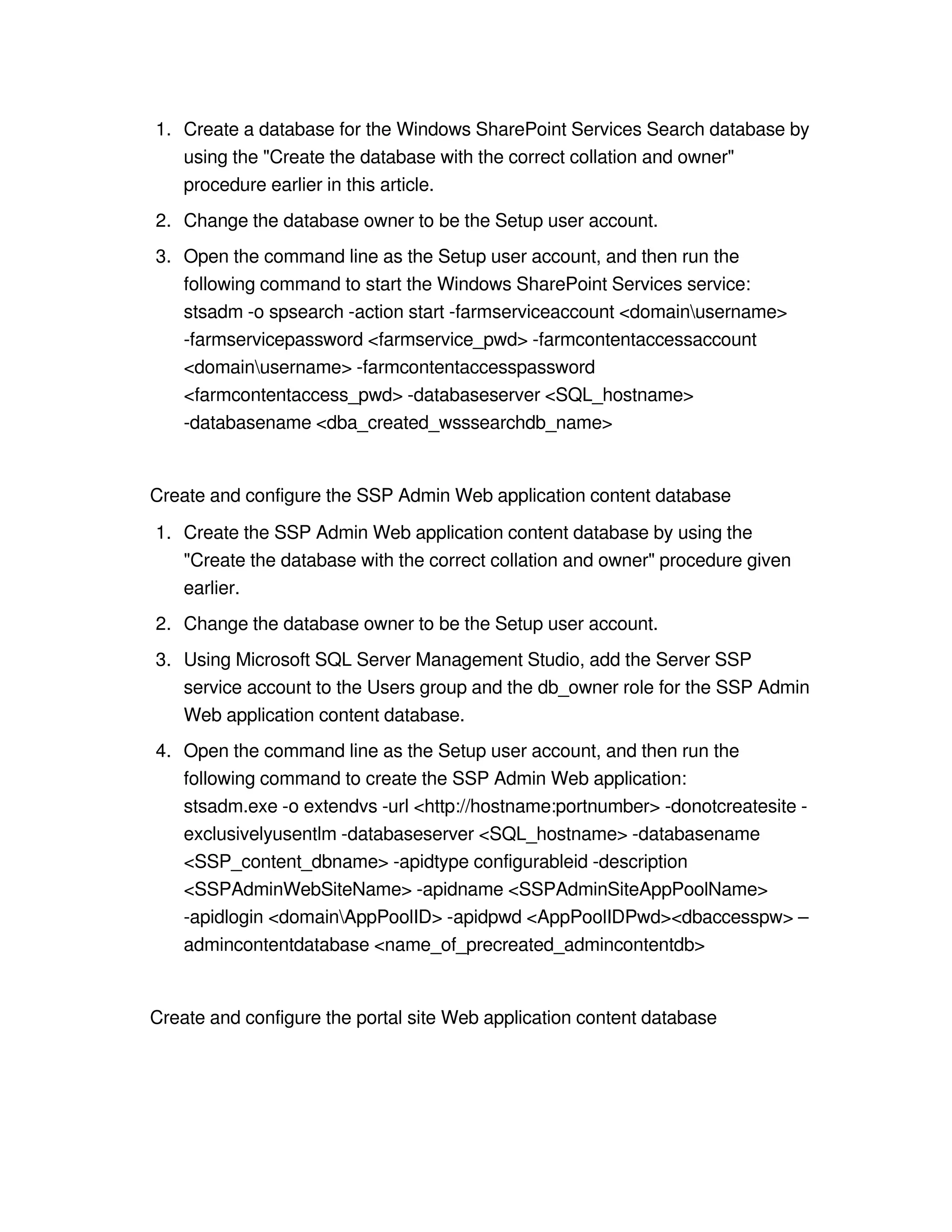 Pre Install Databases