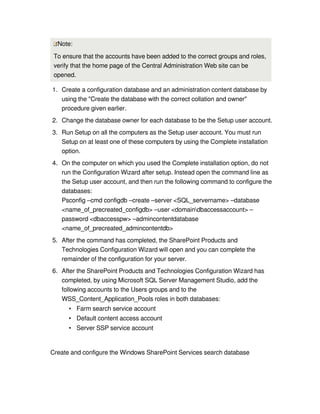 Pre Install Databases