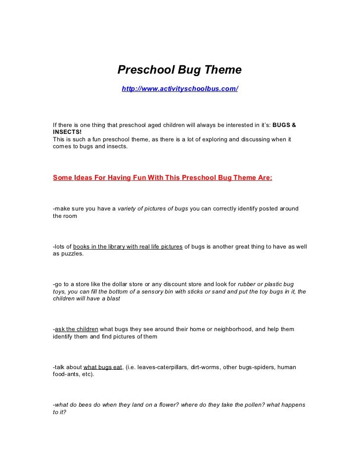 preschool lesson plan bugs insect theme lesson
