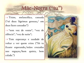 PrelúdioÉ que os meninos cresceram, e esqueceram as histórias que costumavas contar... Muitos partiram pra longe, quem sabe se hão-de voltar!... Só tu ficaste esperando, mãos cruzadas no regaços, bem quieta bem calada… É a tua a voz deste vento, desta saudade descendo de mansinho pela estrada... 
