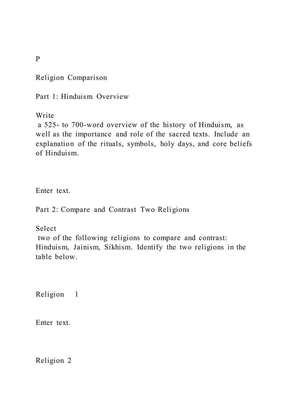 P Religion ComparisonPart 1 Hinduism OverviewWrite PDF