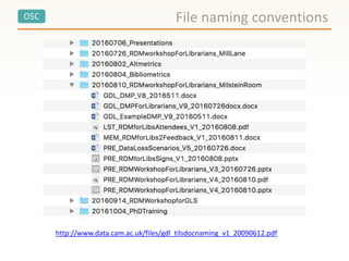 OSC File naming conventions
http://www.data.cam.ac.uk/files/gdl_tilsdocnaming_v1_20090612.pdf
 