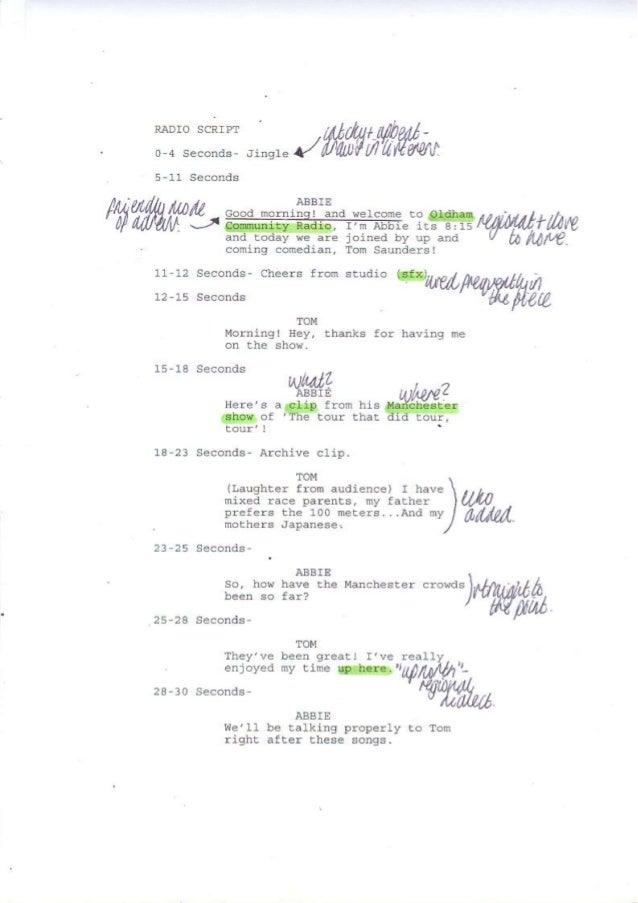 Prelimanary Script Annotation
