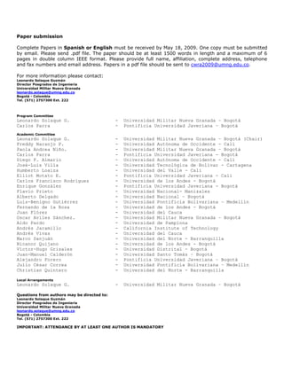 Preliminar Call for Papers - IEEE CWRA2006