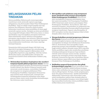 Pelan Pembangunan Pendidikan Malaysia 2013 - 2025 
Ringkasan Eksekutif 
E-38 
EKSHIBIT 9 
Transformasi pendidikan akan dilaksanakan dalam tempoh 13 tahun 
ƒ Membimbing guru secara khusus bagi 
meningkatkan standard guru khususnya 
dalam mata pelajaran teras seperti 
Matematik, Sains, BM dan BI 
ƒ Standard kemasukan yang lebih tinggi 
bagi guru baharu 
ƒ Mewujudkan Pembimbing Pengetua yang 
berdedikasi untuk sekolah Band 5,6  7 
dan mengukuhkan kriteria pemilihan 
untuk pemimpin sekolah bagi 
mengukuhkan kepimpinan sekolah 
ƒ Merombak soalan peperiksaan dengan 
tumpuan kepada peningkatan soalan 
kemahiran berfikir aras tinggi (+276 