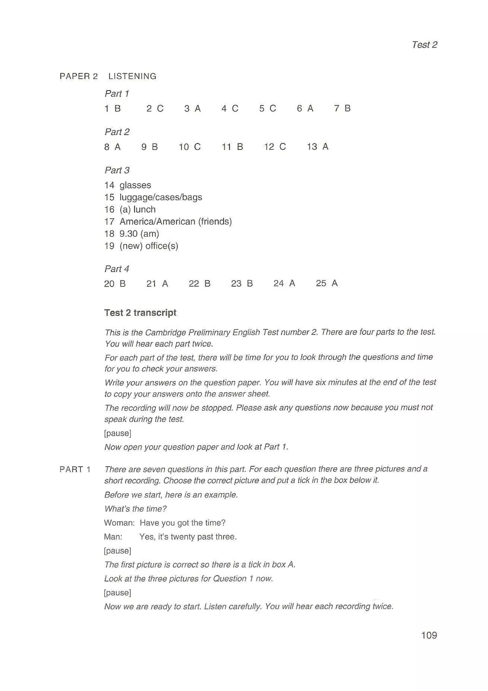 Preliminary English test 3 with answers. (2003)