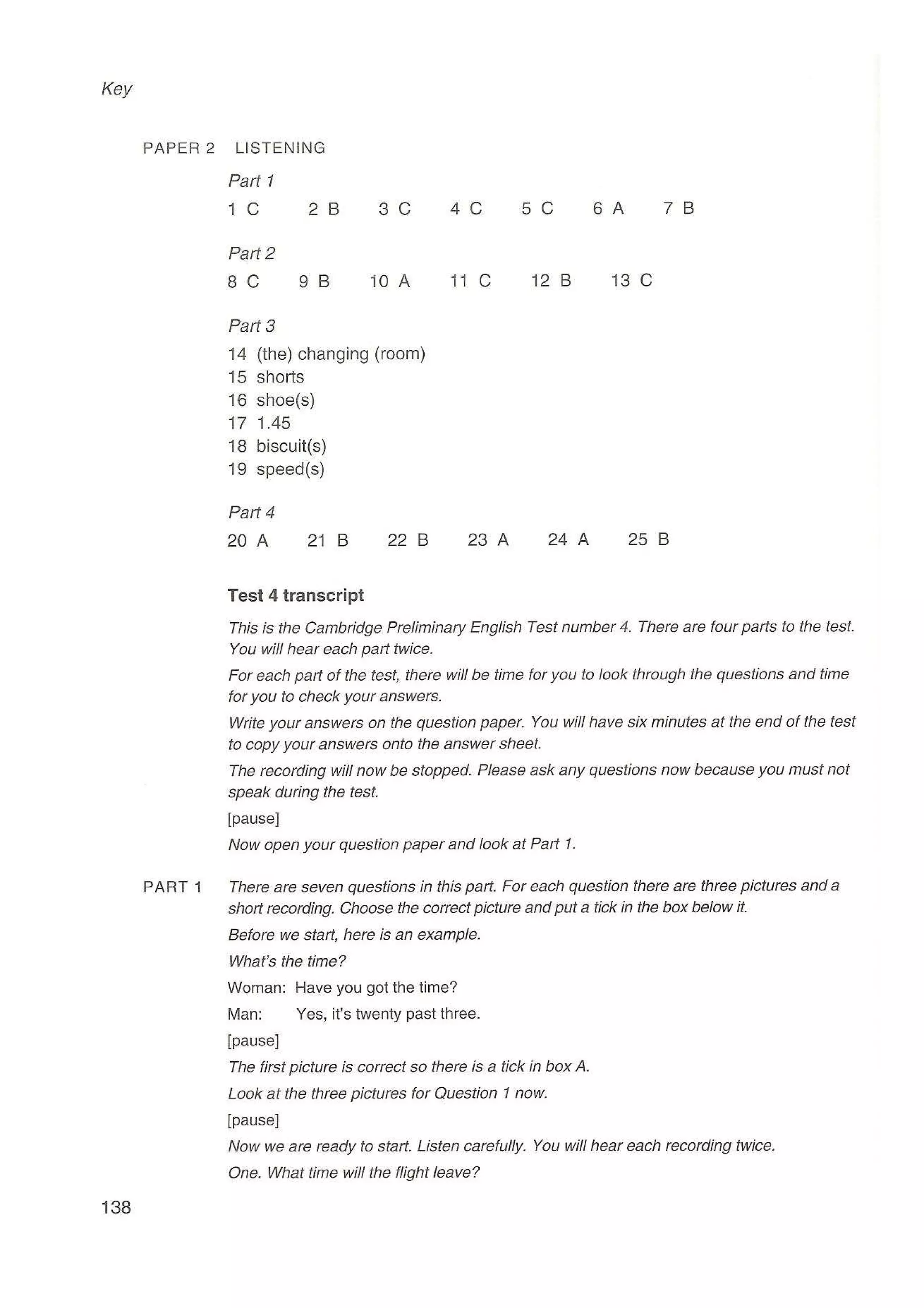 Preliminary English test 3 with answers. (2003)
