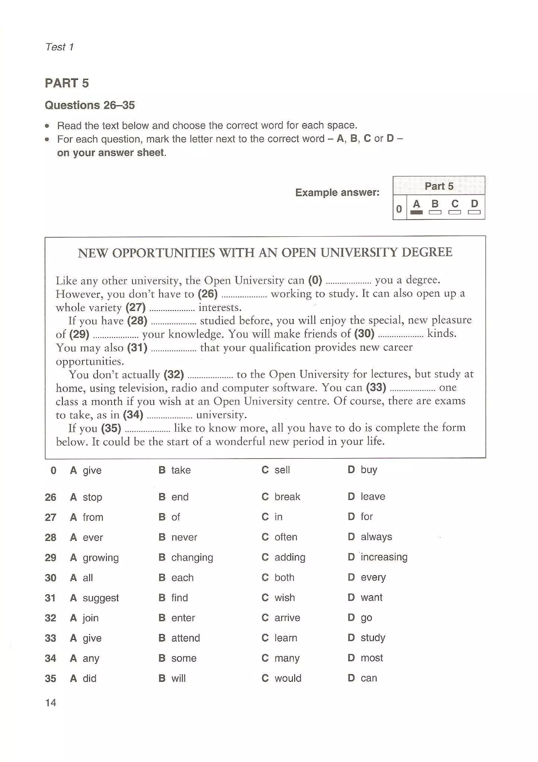 Preliminary English test 3 with answers. (2003)