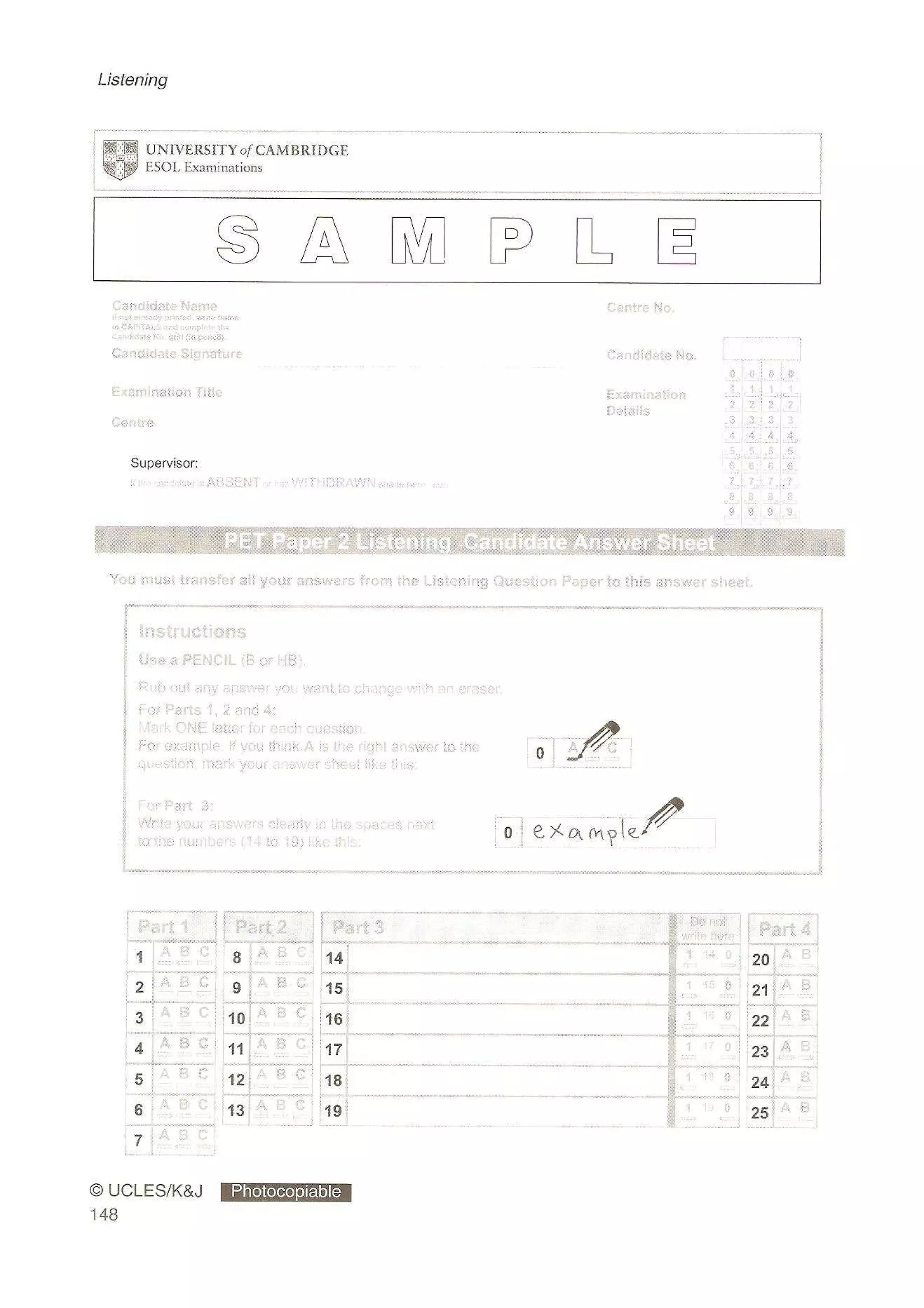 Preliminary English test 3 with answers. (2003)