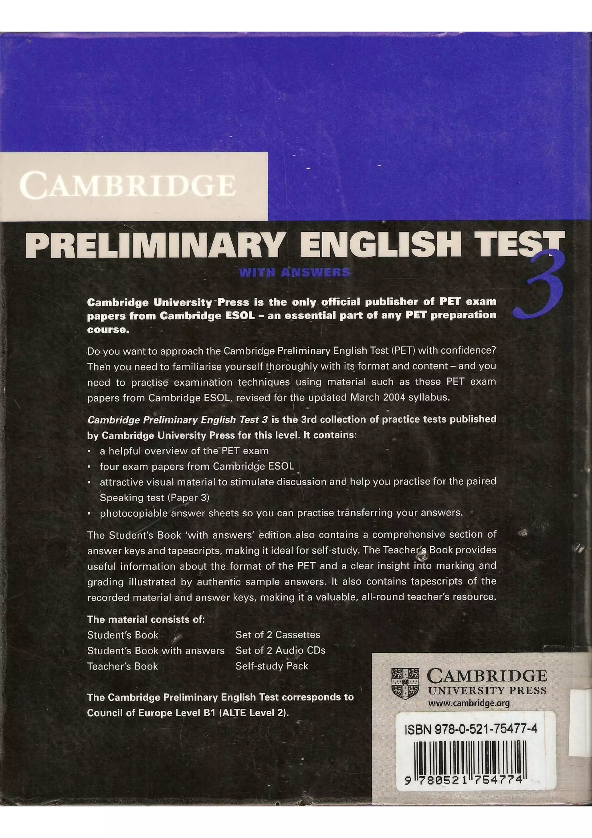 Preliminary English test 3 with answers. (2003)
