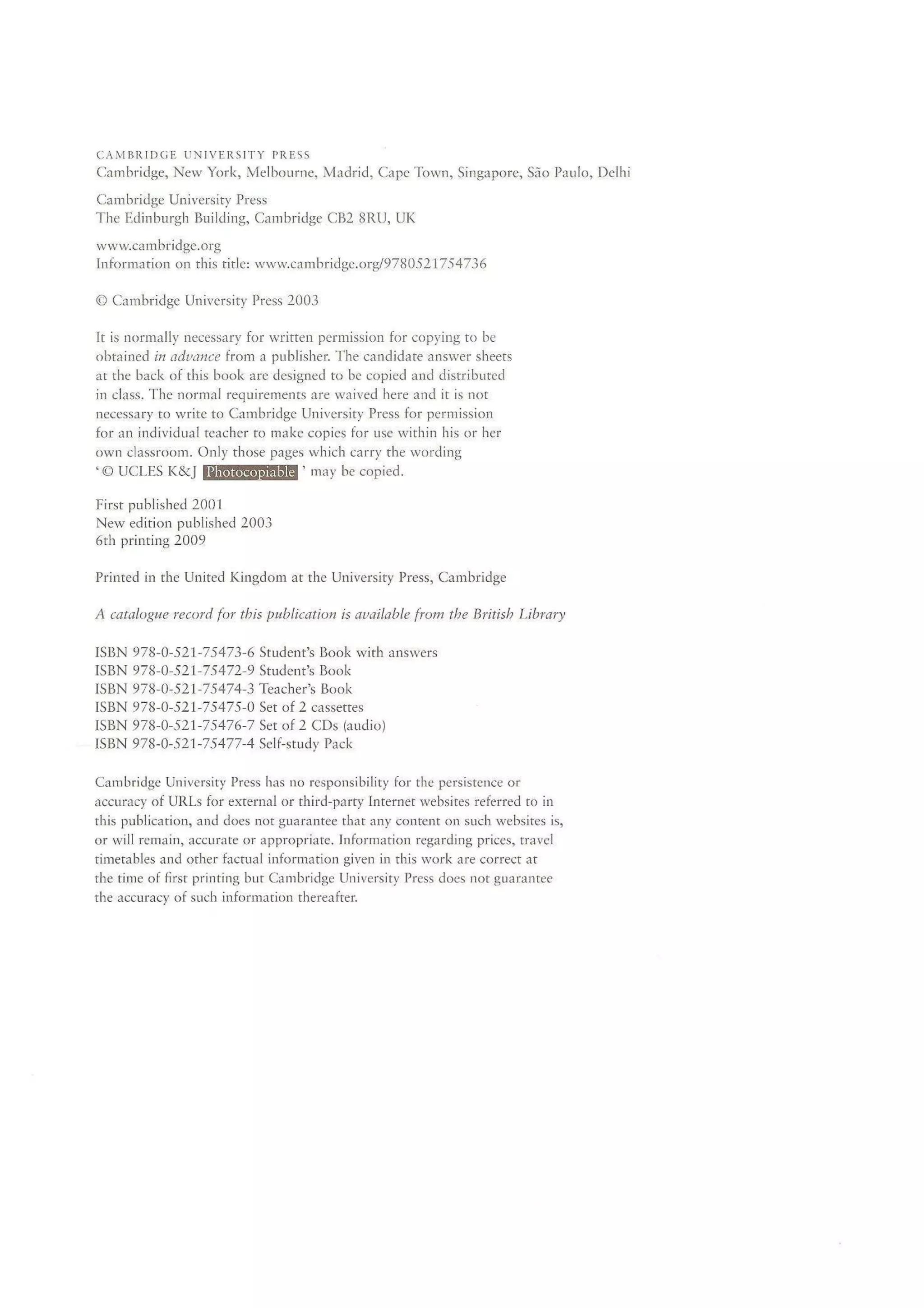 Preliminary English test 3 with answers. (2003)