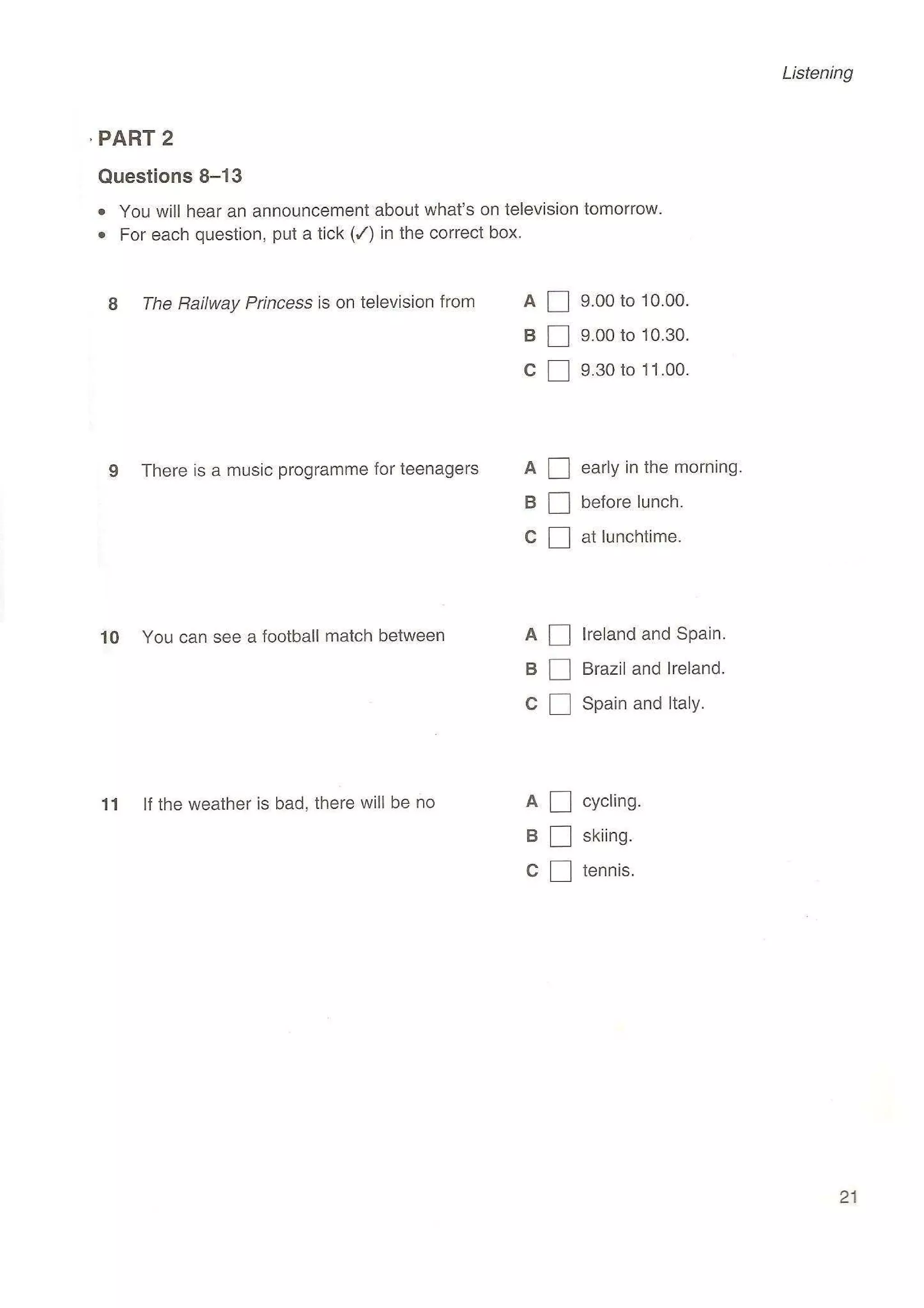 Preliminary English test 3 with answers. (2003)