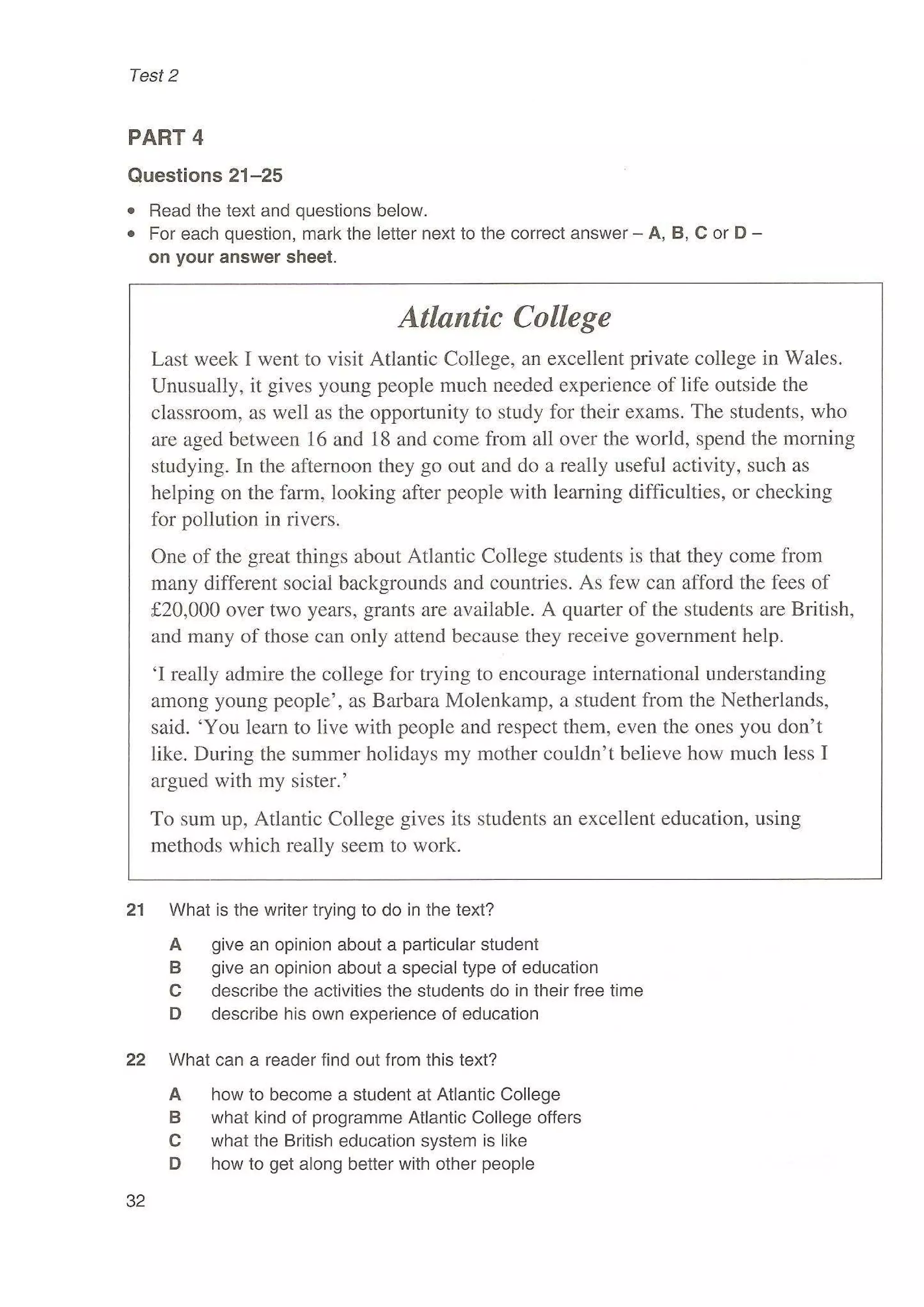 Preliminary English test 3 with answers. (2003)