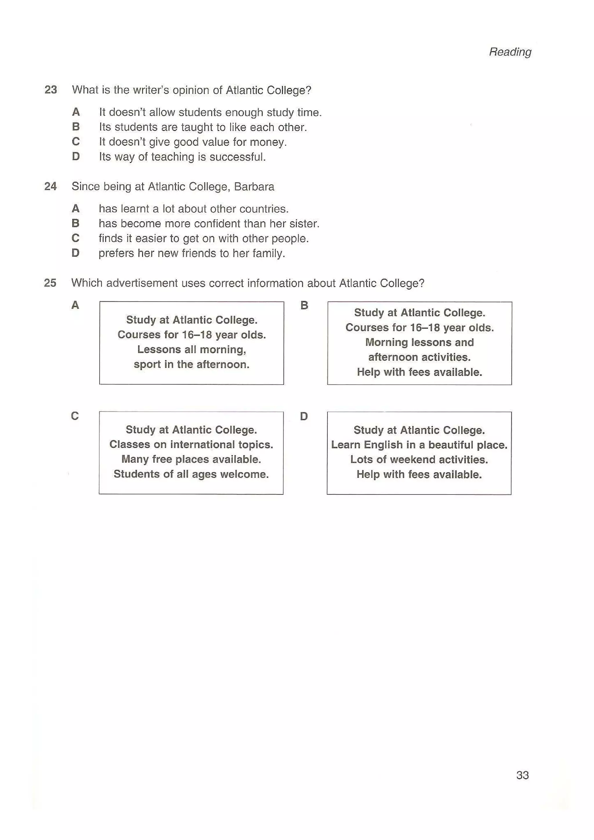 Preliminary English test 3 with answers. (2003)