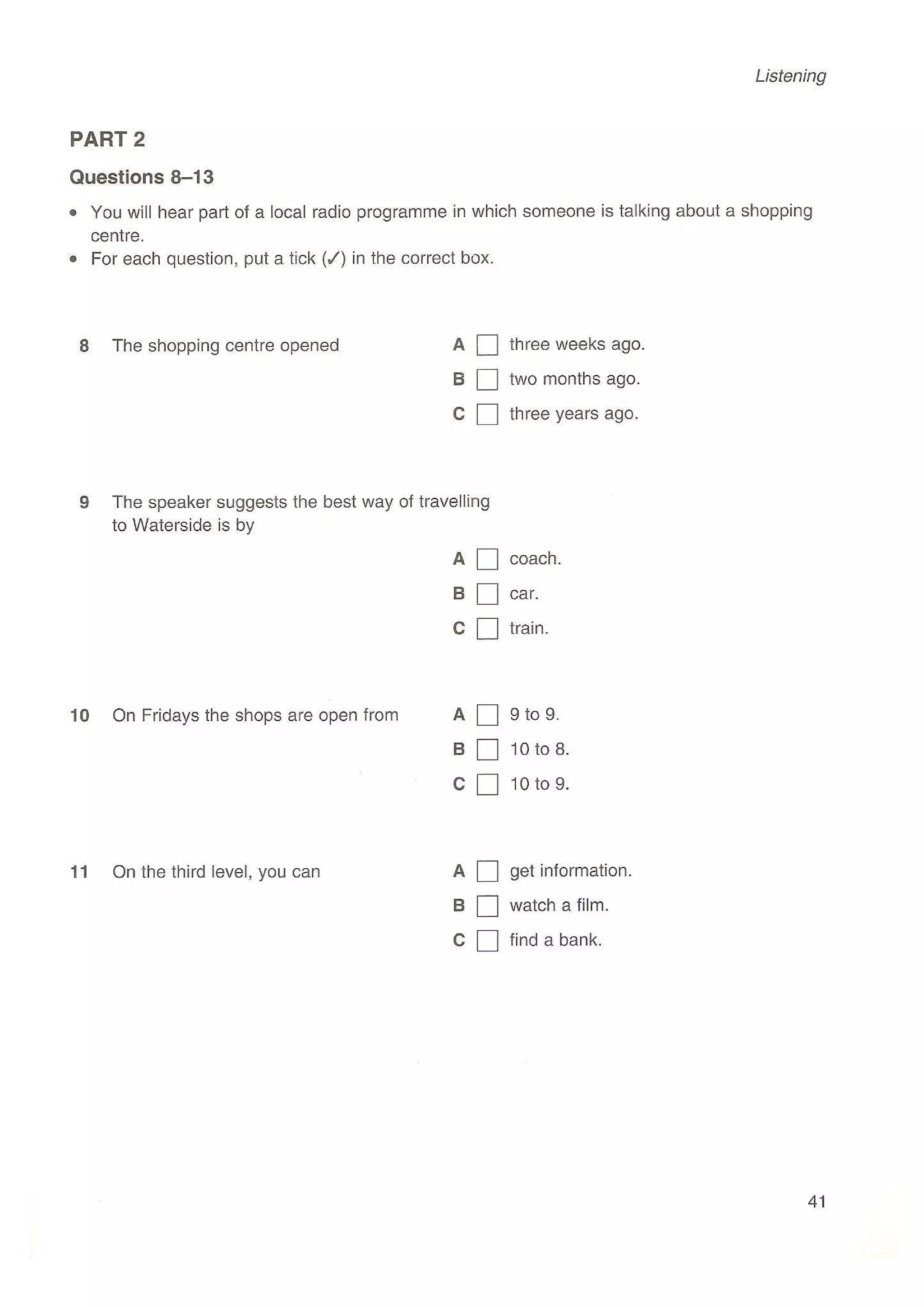 Preliminary English test 3 with answers. (2003)
