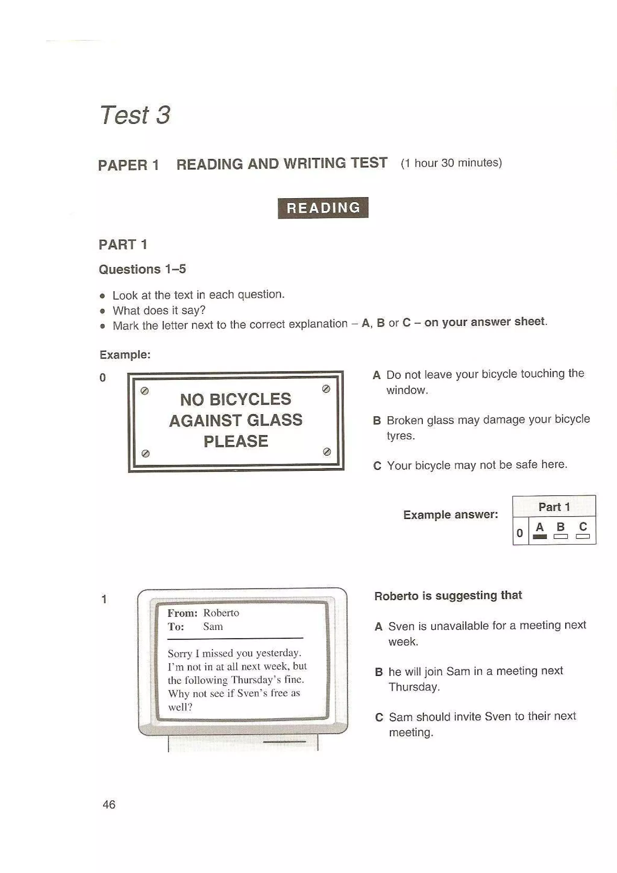 Preliminary English test 3 with answers. (2003)