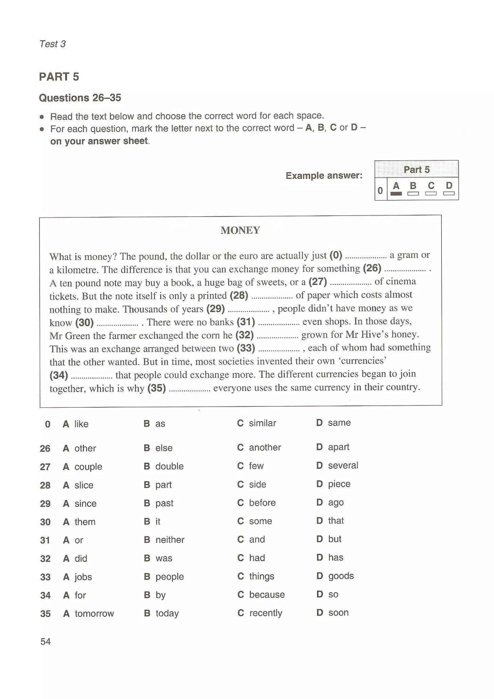Preliminary English test 3 with answers. (2003)