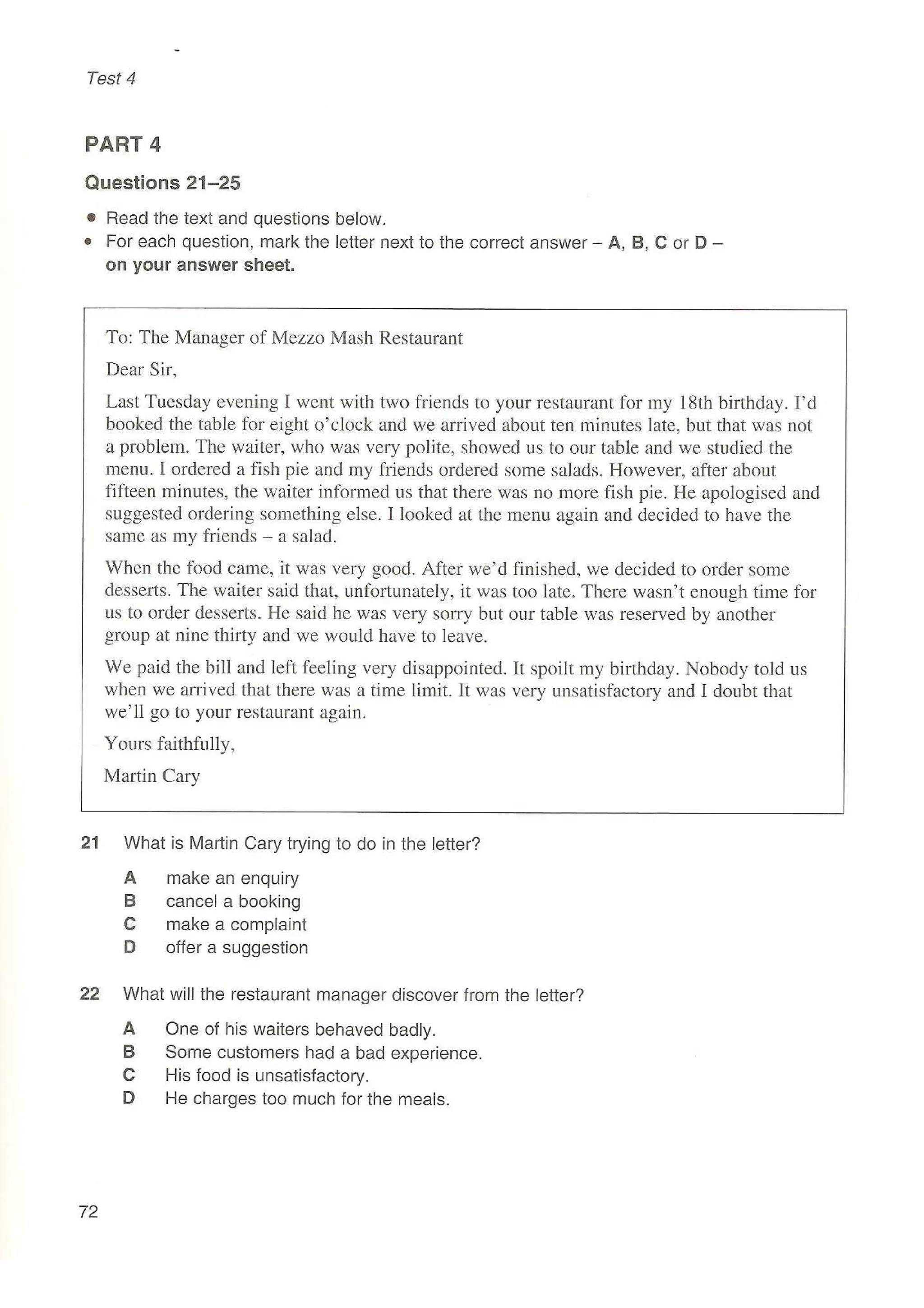 Preliminary English test 3 with answers. (2003)