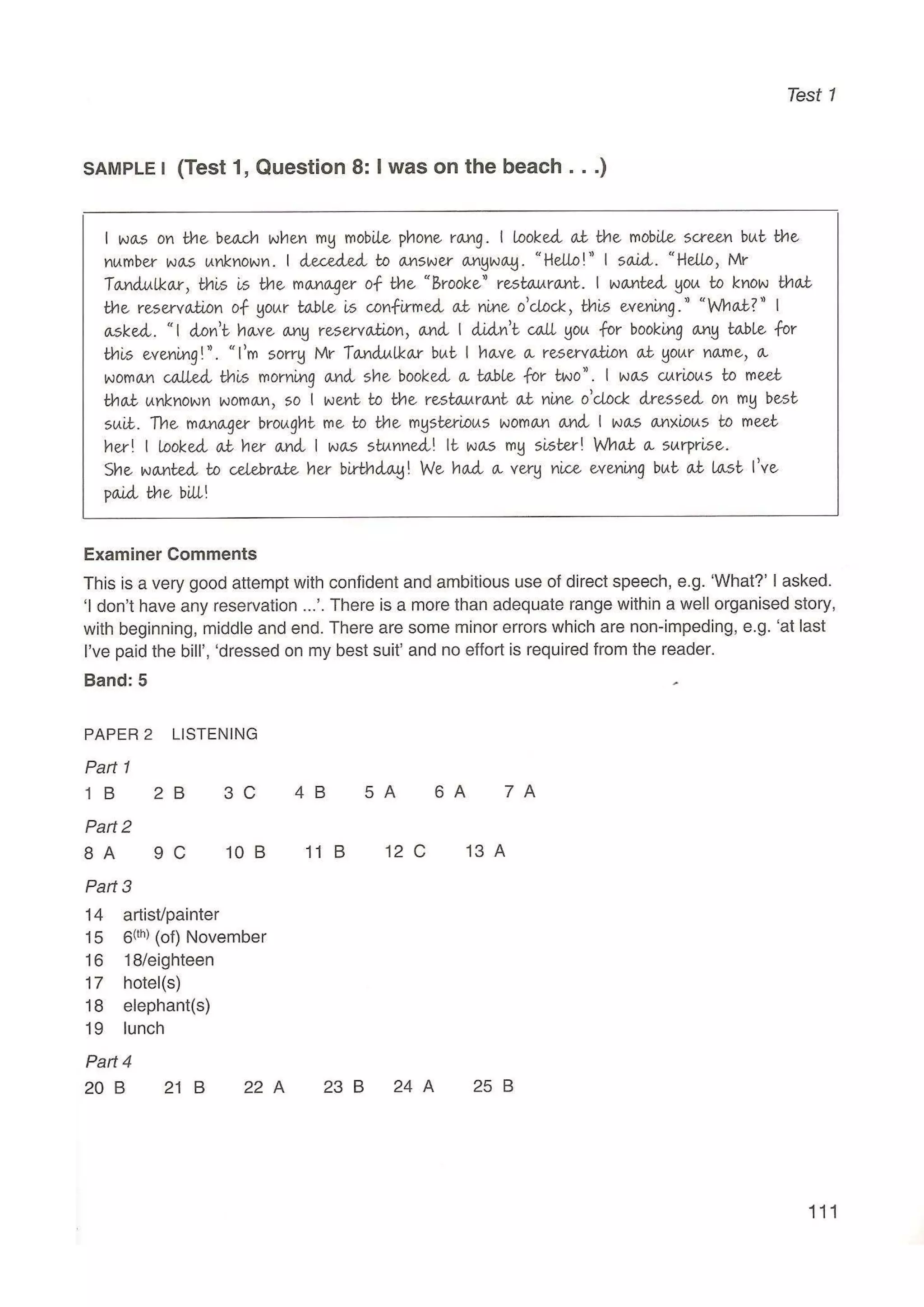 Preliminary English test 5 with answers. (2003)