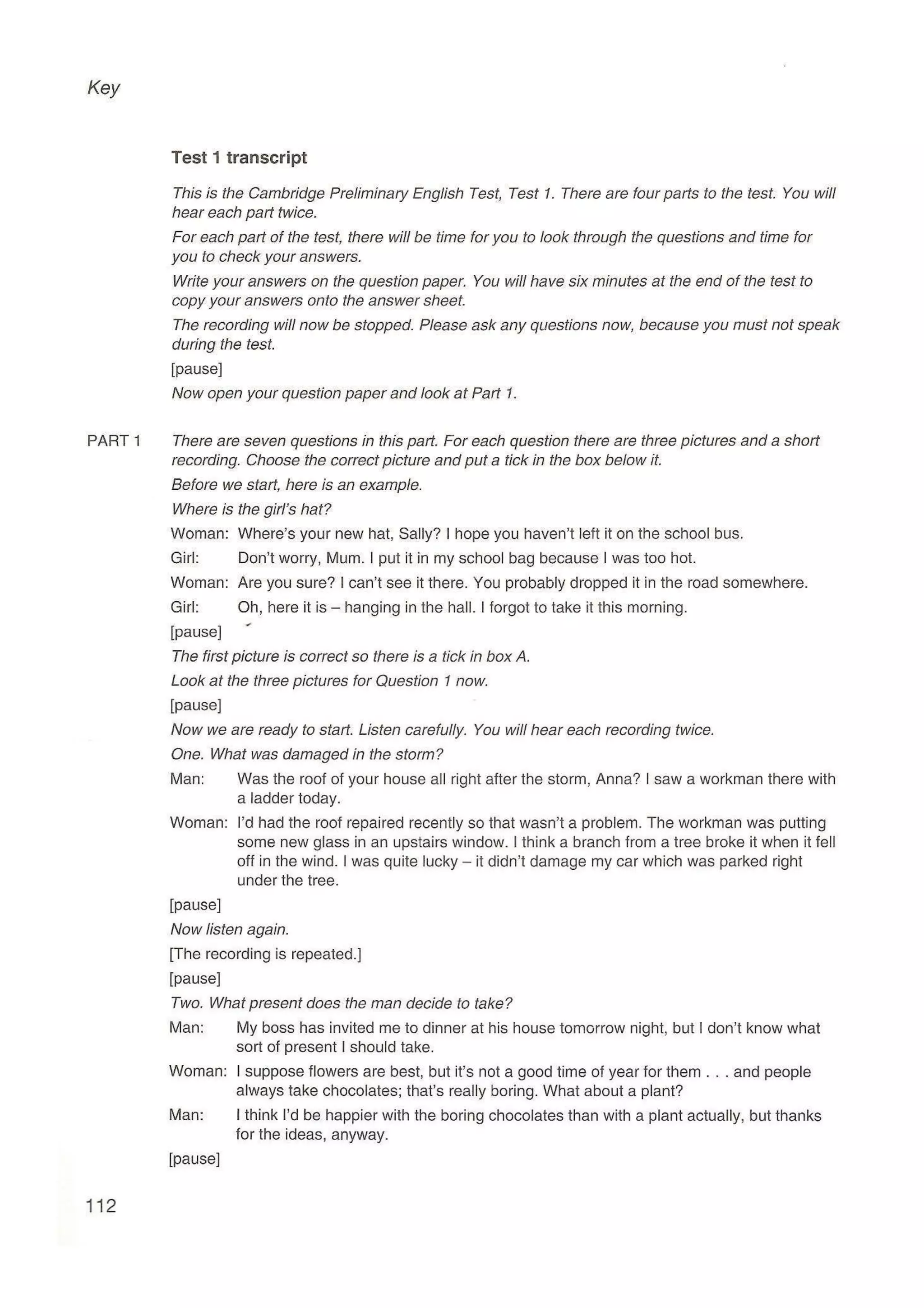 Preliminary English test 5 with answers. (2003)