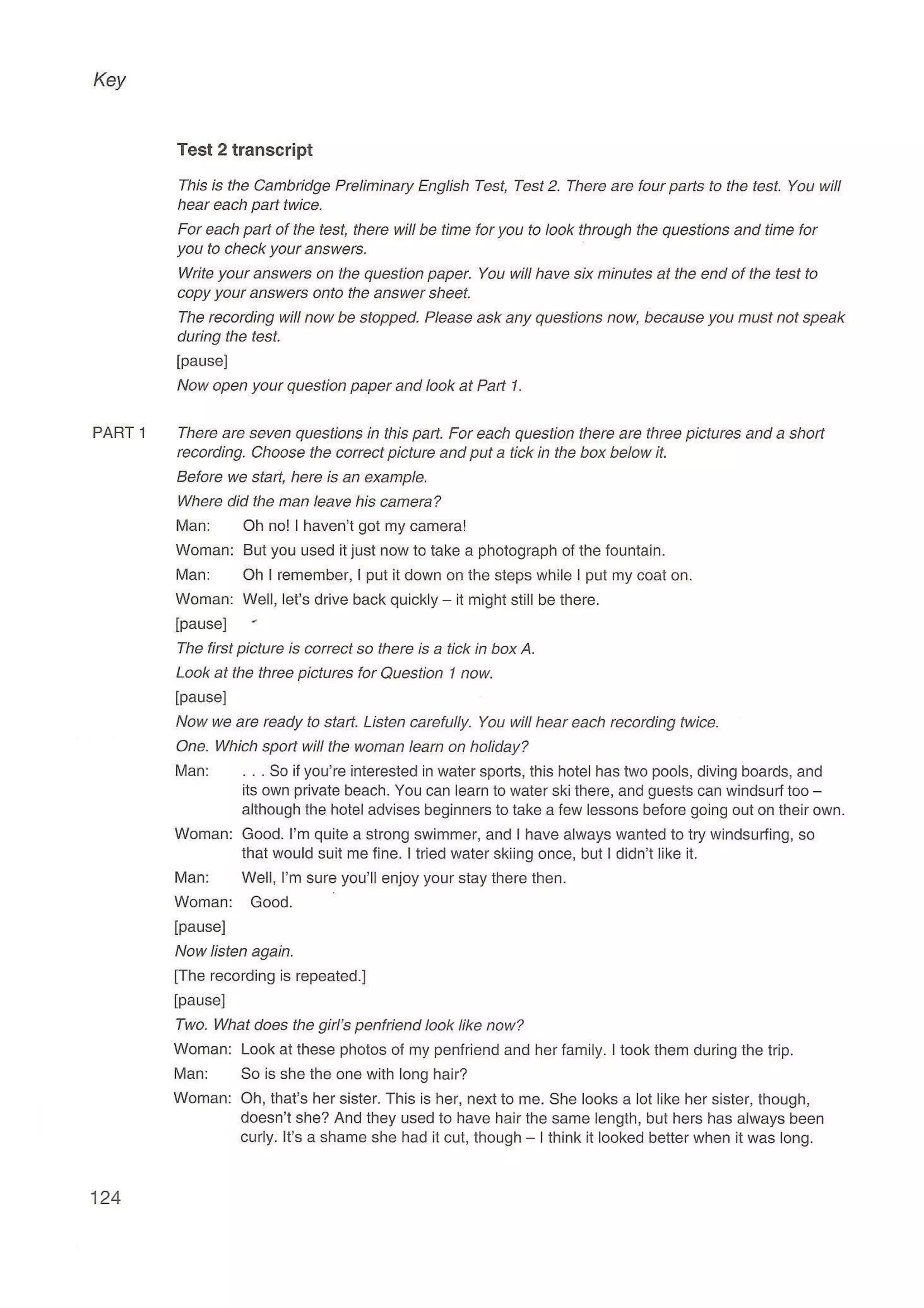 Preliminary English test 5 with answers. (2003)